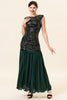 Load image into Gallery viewer, Dark Green Long 1920s Sequined Flapper Dress