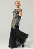 Load image into Gallery viewer, Black&amp;Gold 1920s Sequined Flapper Dress