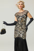 Load image into Gallery viewer, Black&amp;Gold 1920s Sequined Flapper Dress