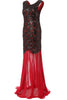 Load image into Gallery viewer, Red&amp;Black 1920s Flapper Glitter Dresses