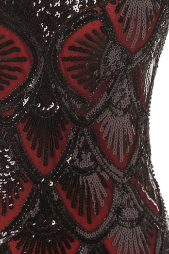 Red&Black 1920s Flapper Glitter Dresses