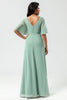 Load image into Gallery viewer, A-Line V-Neck Matcha Long Bridesmaid Dress with Slit