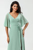 Load image into Gallery viewer, A-Line V-Neck Matcha Long Bridesmaid Dress with Slit