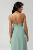 Load image into Gallery viewer, Spaghetti Straps Sleeveless Matcha Bridesmaid Dress with Slit