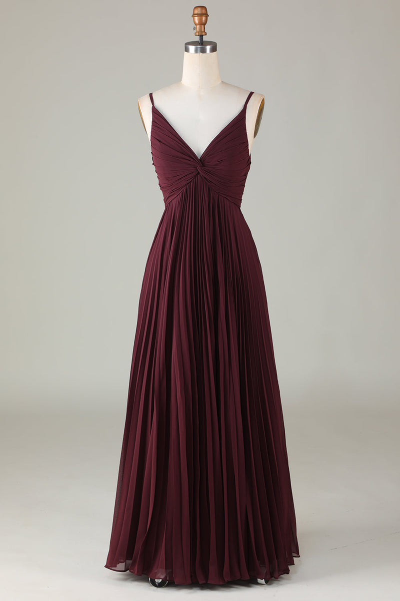 Load image into Gallery viewer, A-Line Sleeveless Cabernet Bridesmaid Dress