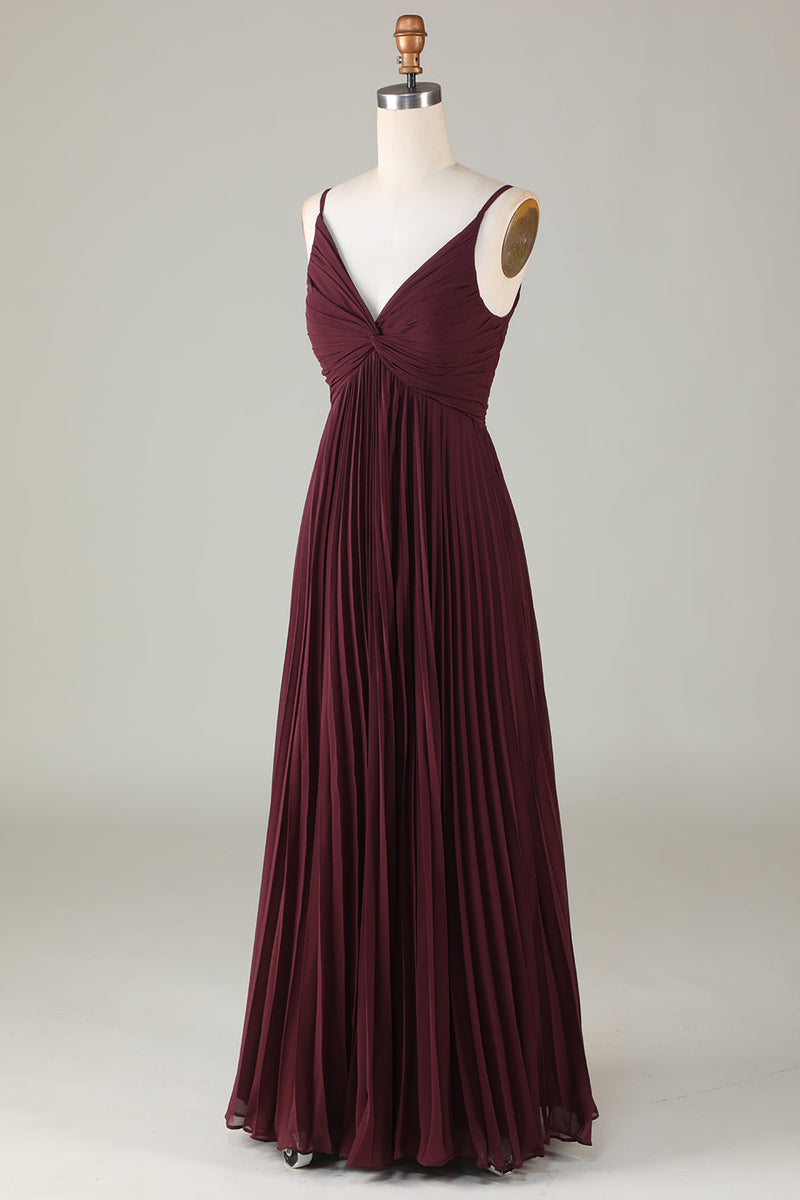 Load image into Gallery viewer, A-Line Sleeveless Cabernet Bridesmaid Dress