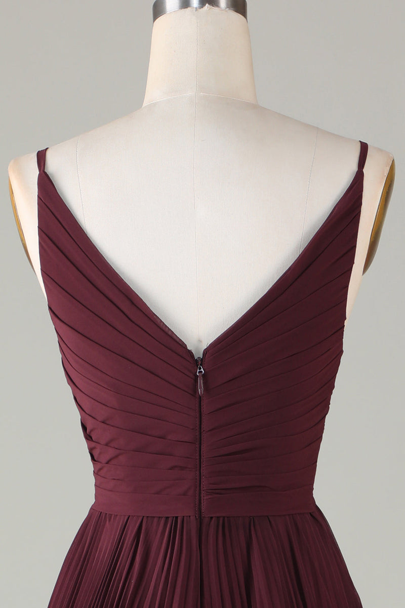 Load image into Gallery viewer, A-Line Sleeveless Cabernet Bridesmaid Dress