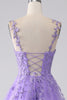 Load image into Gallery viewer, Lilac A-Line Spaghetti Straps Long Formal Dress with Appliques