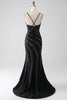 Load image into Gallery viewer, Mermaid Beaded Black Formal Dress with Slit