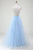 Load image into Gallery viewer, Light Blue Corset Formal Dress with Beading