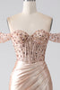 Load image into Gallery viewer, Mermaid Champagne Corset Formal Dress