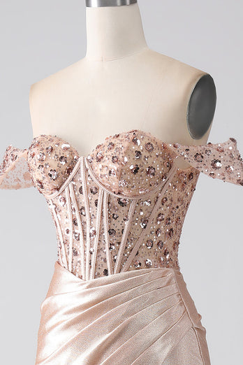 Mermaid Champagne Corset Formal Dress