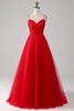 Load image into Gallery viewer, Spaghetti Straps A-Line Red Long Formal Dress wth Cross Criss Back