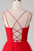 Load image into Gallery viewer, Spaghetti Straps A-Line Red Long Formal Dress wth Cross Criss Back