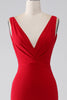 Load image into Gallery viewer, Mermaid V-Neck Red Formal Dress with Slit