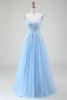 Load image into Gallery viewer, A-Line Light Blue Formal Dress with Appliques