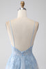 Load image into Gallery viewer, A-Line Spaghetti Straps Grey Blue Formal Dress with Beading