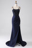 Load image into Gallery viewer, Mermaid Beaded Navy Formal Dress with Ruffles