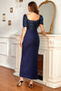 Load image into Gallery viewer, Navy Mother of the Bride Dress with Slit