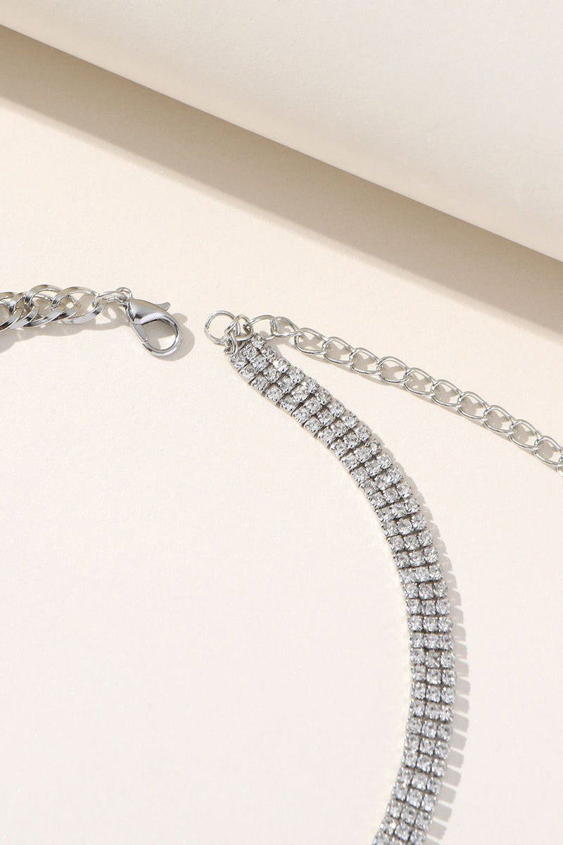 Load image into Gallery viewer, Silver Sparking Rhinestone Choker Necklace