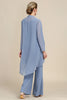 Load image into Gallery viewer, Grey Blue Long Sleeves 3 Piece Mother of the Bride Pant Suits