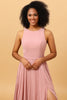 Load image into Gallery viewer, Blush Long Chiffon Pleated Bridesmaid Dress with Slit