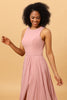 Load image into Gallery viewer, Blush Long Chiffon Pleated Bridesmaid Dress with Slit