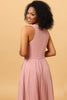 Load image into Gallery viewer, Blush Long Chiffon Pleated Bridesmaid Dress with Slit