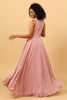 Load image into Gallery viewer, Blush Long Chiffon Pleated Bridesmaid Dress with Slit