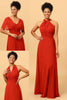 Load image into Gallery viewer, Rust Red Convertible Chiffon Bridesmaid Dress