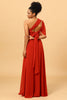 Load image into Gallery viewer, Rust Red Convertible Chiffon Bridesmaid Dress