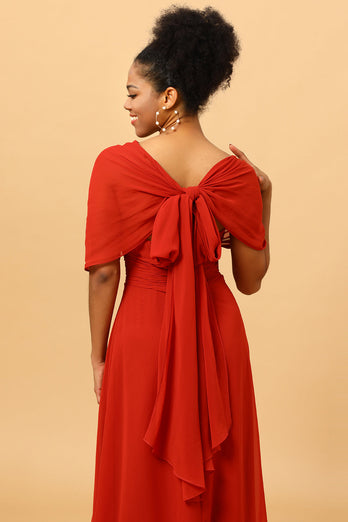 Rust Red Convertible Chiffon Bridesmaid Dress