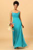 Load image into Gallery viewer, Jade Sheath Spaghetti Straps Long Chiffon Bridesmaid Dress