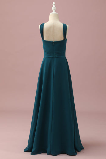 Dark Green Halter A-Line Junior Bridesmaid Dresses