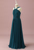 Load image into Gallery viewer, Dark Green Halter A-Line Junior Bridesmaid Dresses