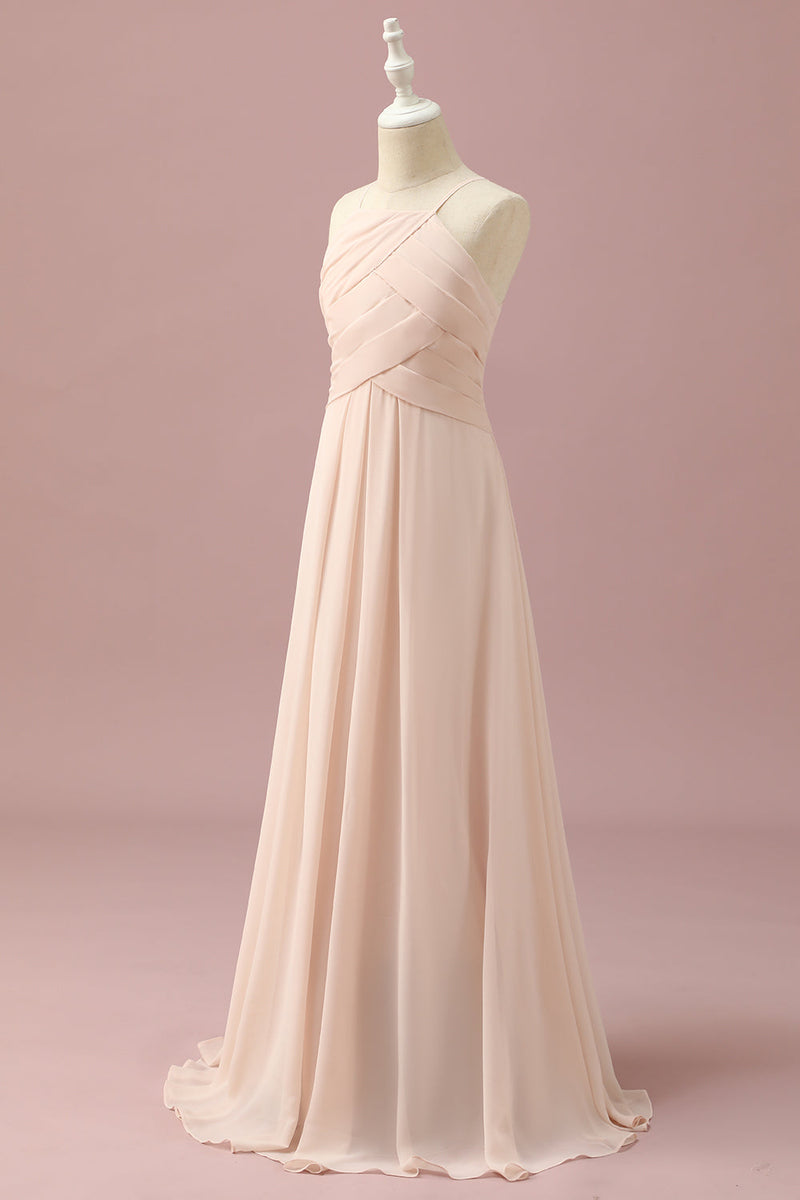 Load image into Gallery viewer, Ivory Halter A-Line Chiffon Junior Bridesmaid Dress