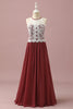 Load image into Gallery viewer, Burgundy Halter Lace and Chiffon Junior Bridesmaid Dress