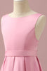 Load image into Gallery viewer, Pink Satin High Low Junior Bridesmaid Dress