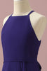 Load image into Gallery viewer, Purple Halter Chiffon Junior Bridesmaid Dress With Cascading Ruffles