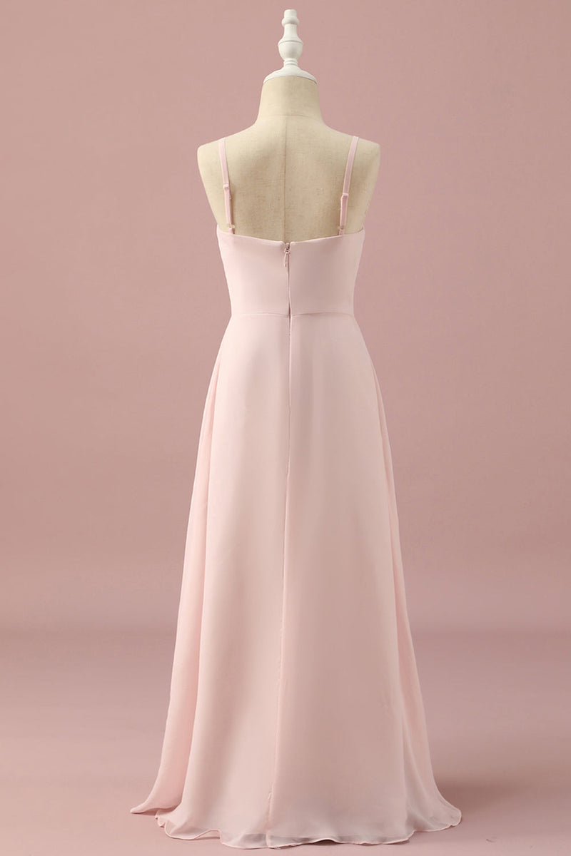 Load image into Gallery viewer, Light Pink Spaghetti Straps Chiffon Junior Bridesmaid Dress