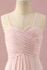 Load image into Gallery viewer, Light Pink Spaghetti Straps Chiffon Junior Bridesmaid Dress