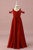 Load image into Gallery viewer, Red Chiffon Cold Shoulder Junior Bridesmaid Dress