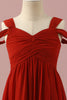 Load image into Gallery viewer, Red Chiffon Cold Shoulder Junior Bridesmaid Dress