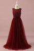 Load image into Gallery viewer, Burgundy Lace and Tulle Junior Bridesmaid Dress