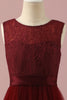 Load image into Gallery viewer, Burgundy Lace and Tulle Junior Bridesmaid Dress