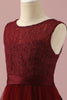 Load image into Gallery viewer, Burgundy Lace and Tulle Junior Bridesmaid Dress