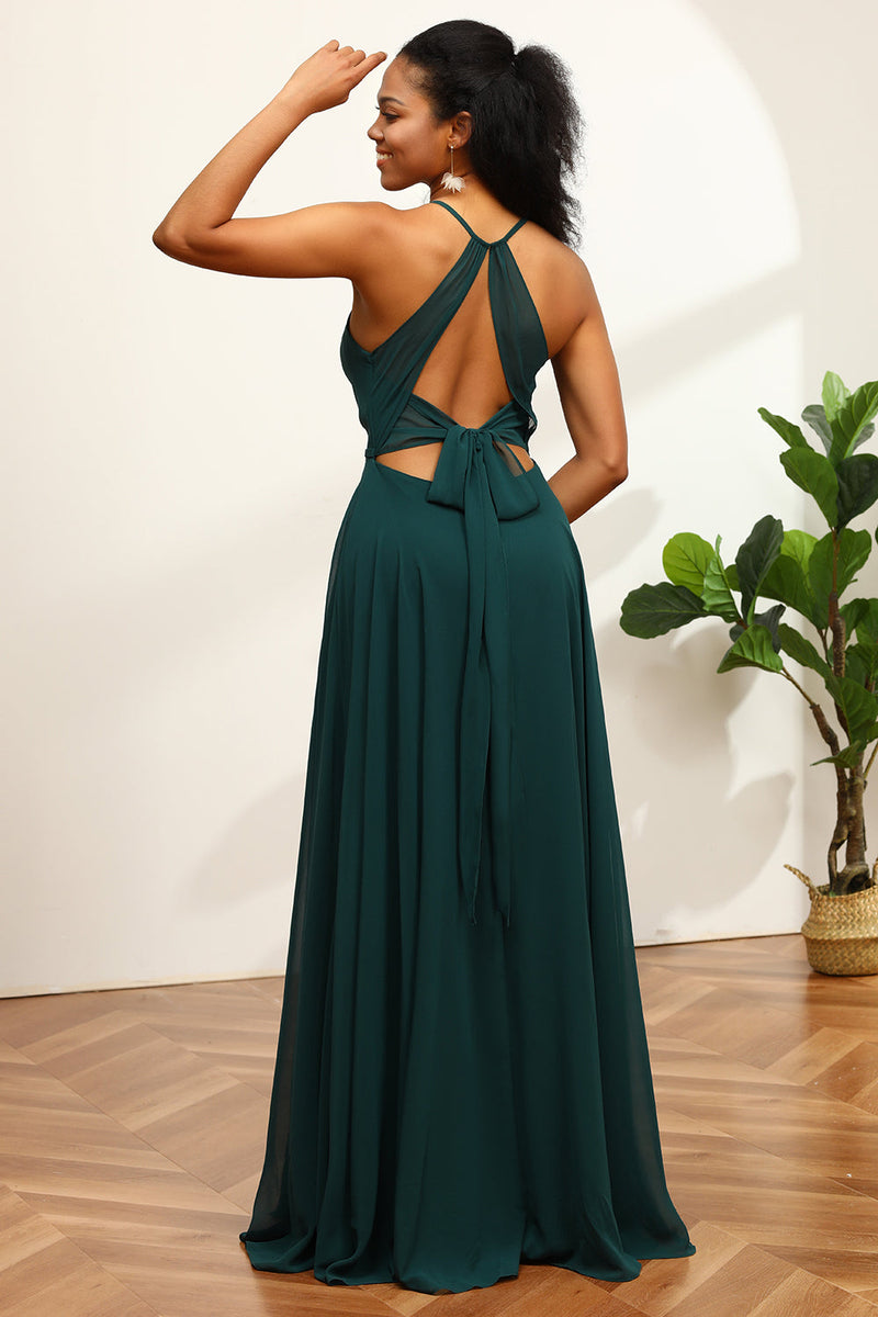 Load image into Gallery viewer, Pine Halter Sleeveless Bridesmaid Dress