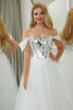 Load image into Gallery viewer, Pure White A Line Off the Shoulder Long Mirror Corset Formal Dress With Sequins