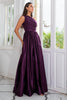 Load image into Gallery viewer, Purple One Shoulder A Line Formal Dress