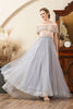 Load image into Gallery viewer, Grey Tulle A Line Beaded Glitter Mother of Bride Dress